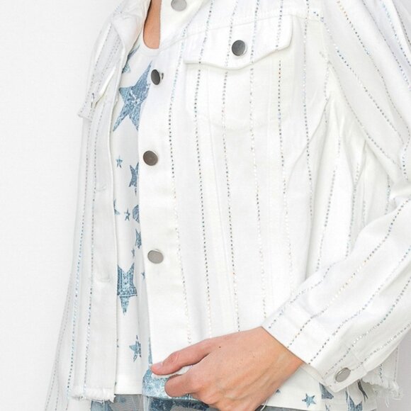 new ORIGMAI embellished jean denim jacket (4-colors) SM-2X classic rhinestones - Picture 15 of 16